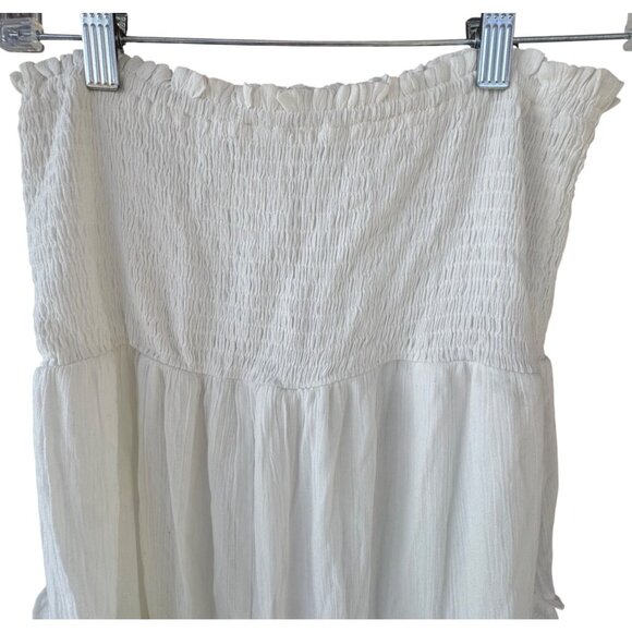 White Strapless Tiered Maxi Dress By Blue Blossom Size Medium 100 % Rayon - Picture 8 of 11